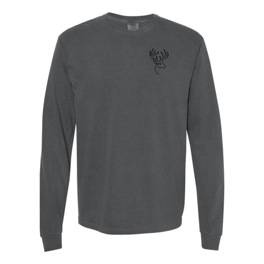 Buck One-Line Long Sleeve T-Shirt Back Print - Comfort Colors