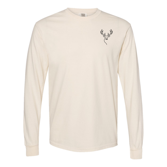 Elk One-Line Long Sleeve T-Shirt Back Print - Comfort Colors