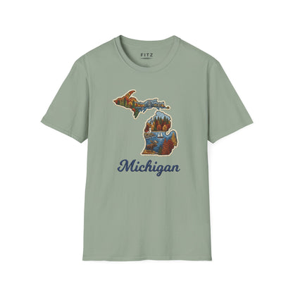 Michigan Scenic Patch Print T-Shirt