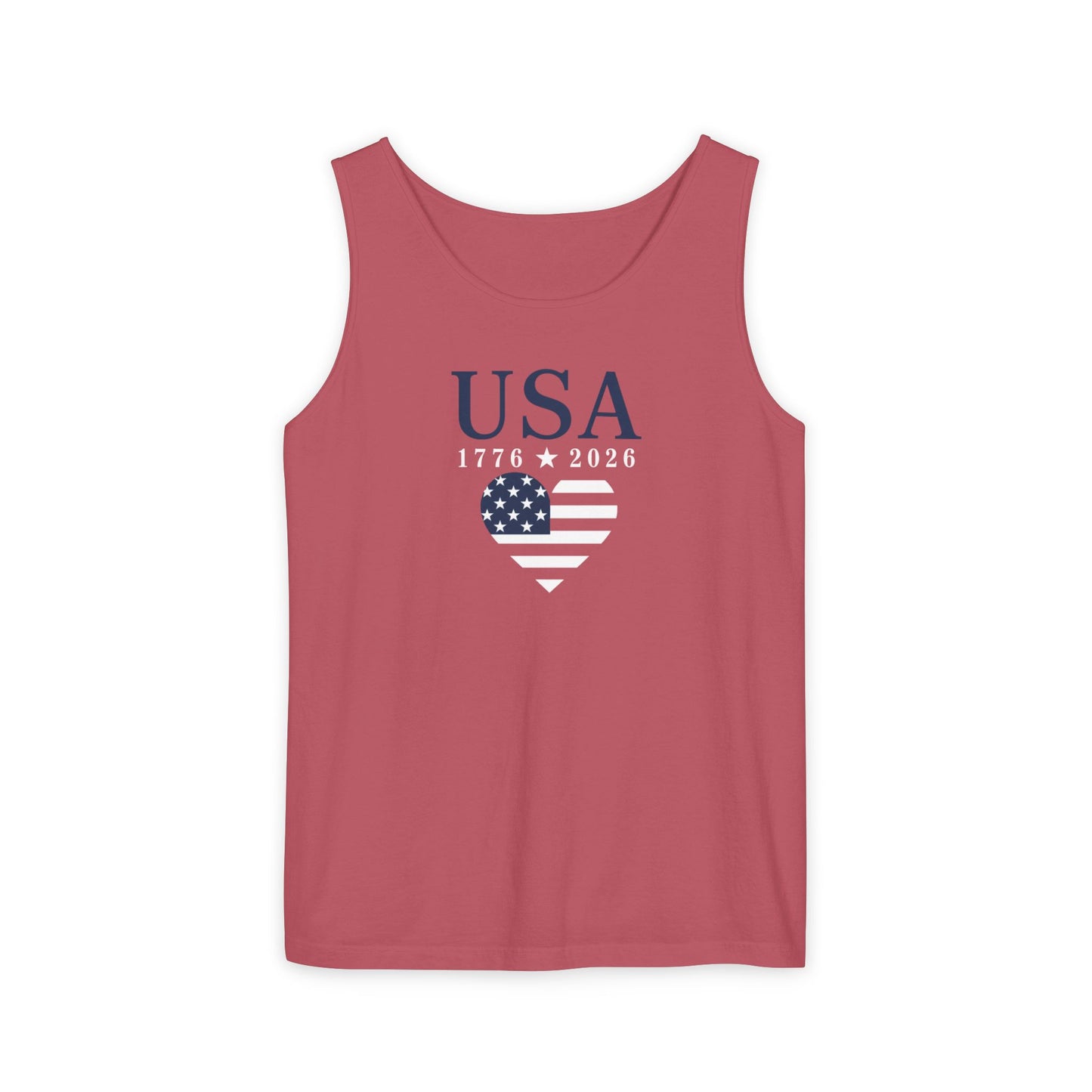 USA Heart Flag Tank Top - Heavyweight Comfort Colors