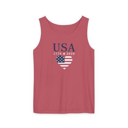 USA Heart Flag Tank Top - Heavyweight Comfort Colors