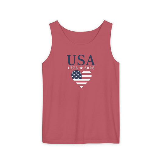 USA Heart Flag Tank Top - Heavyweight Comfort Colors