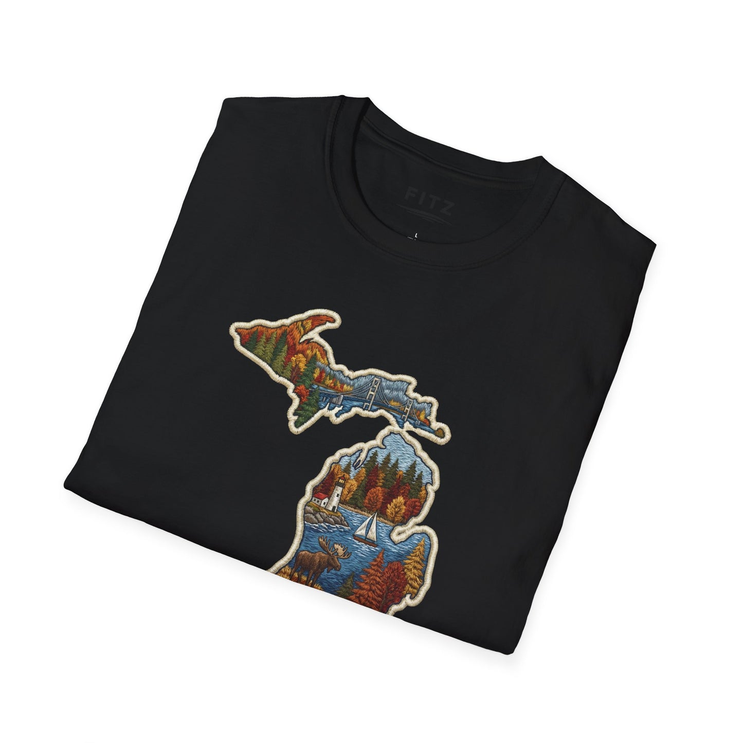 Michigan Scenic Patch Print T-Shirt