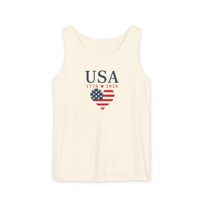 USA Heart Flag Tank Top - Heavyweight Comfort Colors