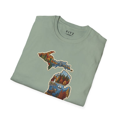 Michigan Scenic Patch Print T-Shirt
