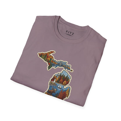 Michigan Scenic Patch Print T-Shirt