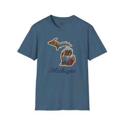 Michigan Scenic Patch Print T-Shirt