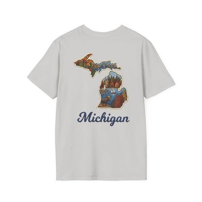 Michigan Scenic Patch Print T-Shirt - Back Print
