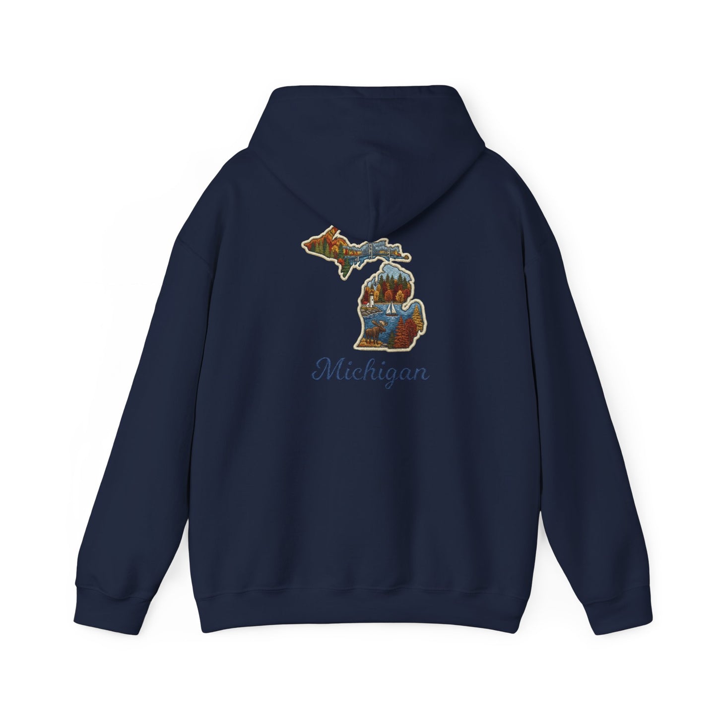 Michigan Scenic Patch Print Hoodie - Back Print