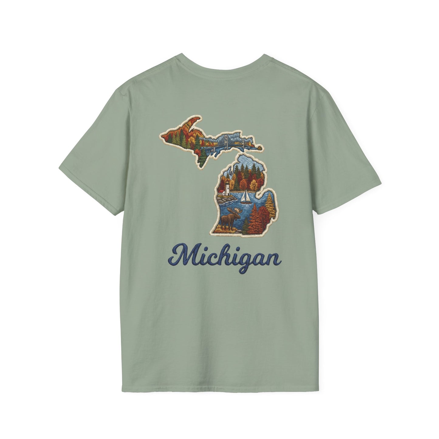 Michigan Scenic Patch Print T-Shirt - Back Print