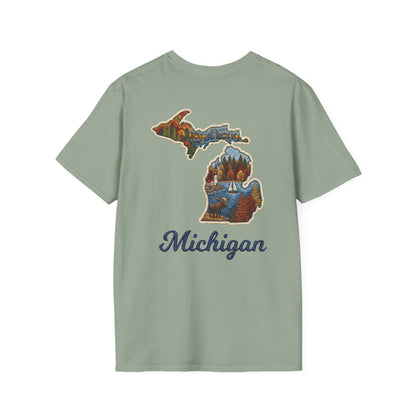 Michigan Scenic Patch Print T-Shirt - Back Print