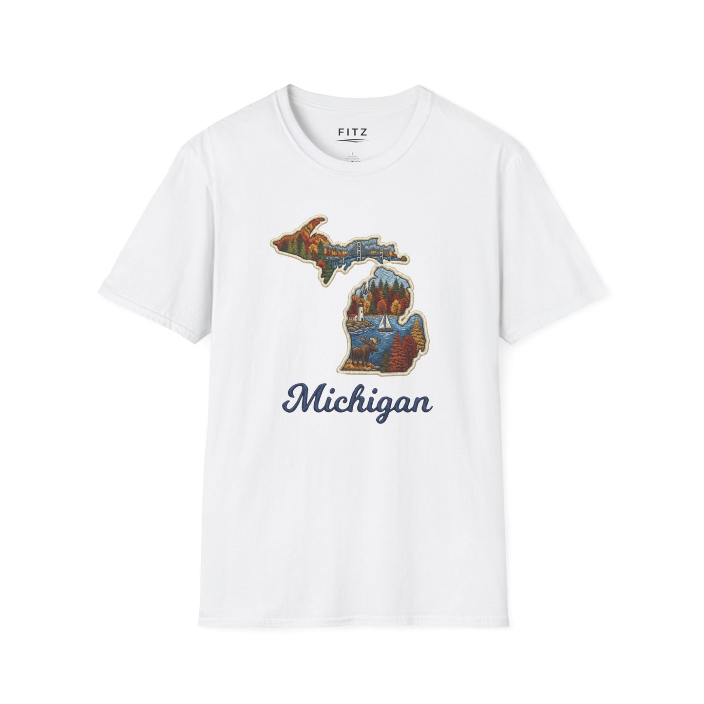 Michigan Scenic Patch Print T-Shirt