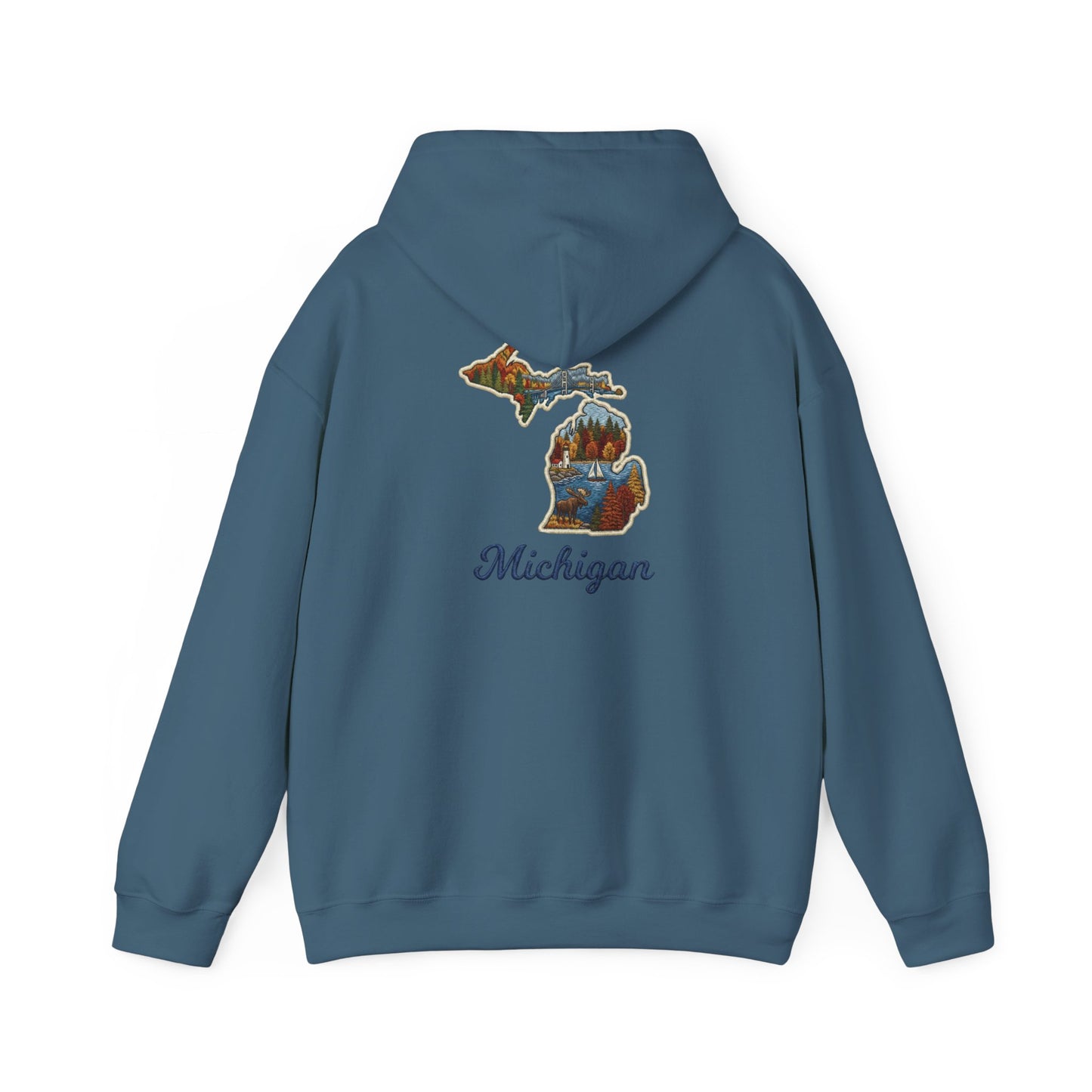 Michigan Scenic Patch Print Hoodie - Back Print
