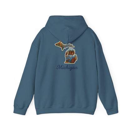 Michigan Scenic Patch Print Hoodie - Back Print