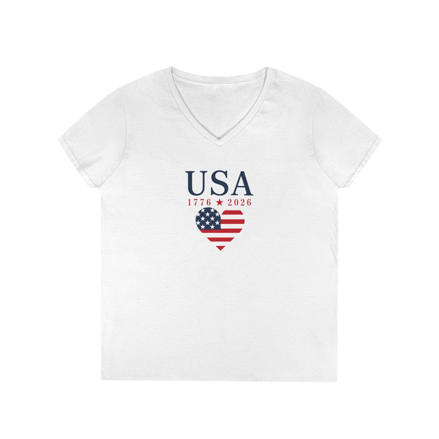 USA Heart Flag V-Neck T-Shirt