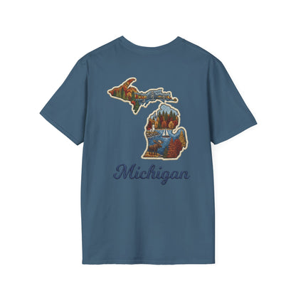 Michigan Scenic Patch Print T-Shirt - Back Print