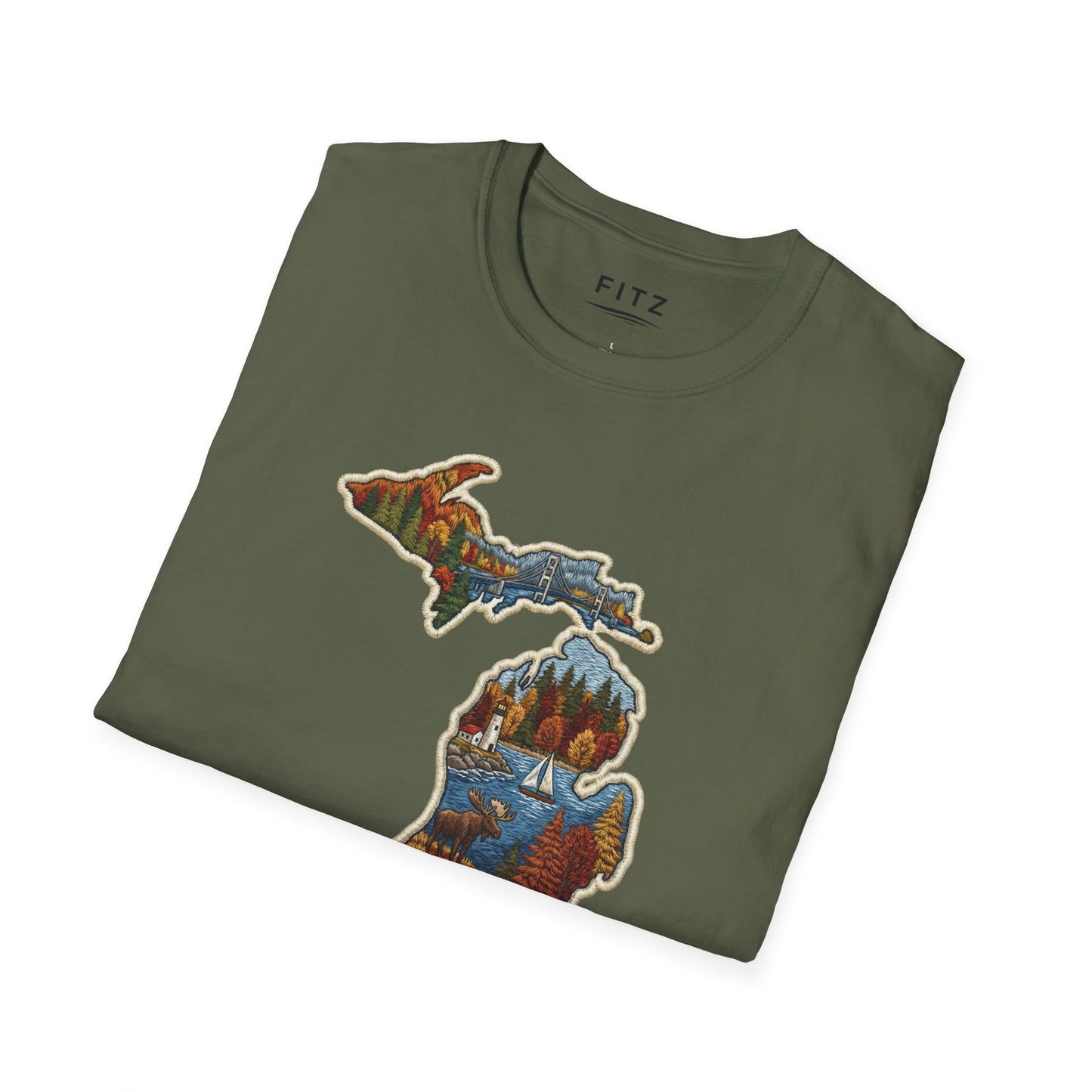 Michigan Scenic Patch Print T-Shirt