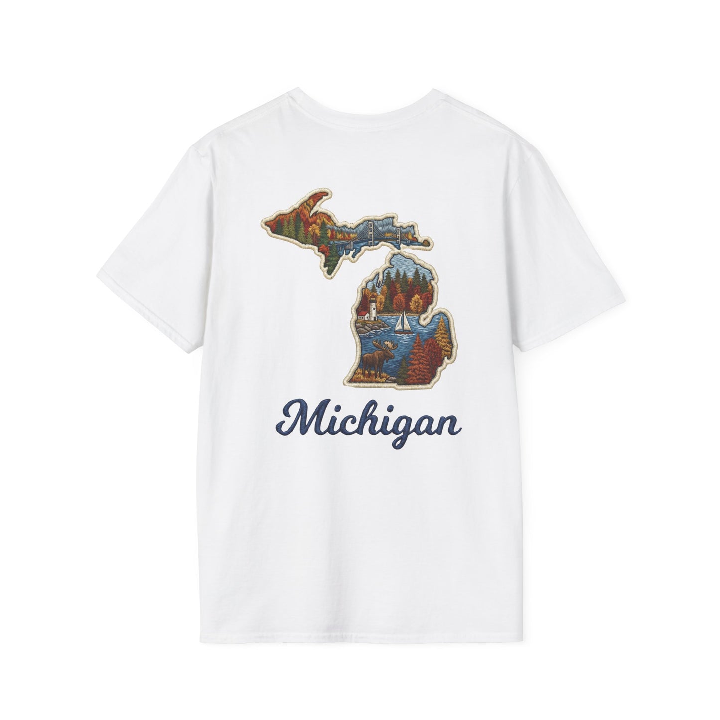 Michigan Scenic Patch Print T-Shirt - Back Print
