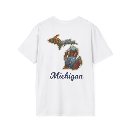 Michigan Scenic Patch Print T-Shirt - Back Print