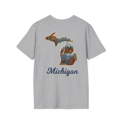 Michigan Scenic Patch Print T-Shirt - Back Print