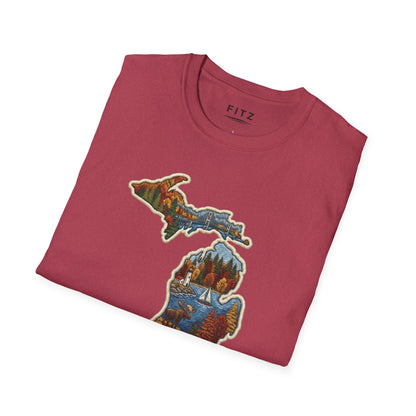 Michigan Scenic Patch Print T-Shirt