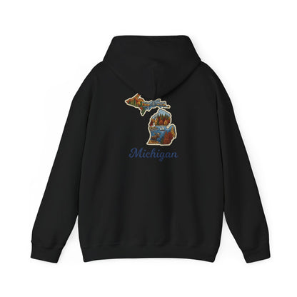 Michigan Scenic Patch Print Hoodie - Back Print