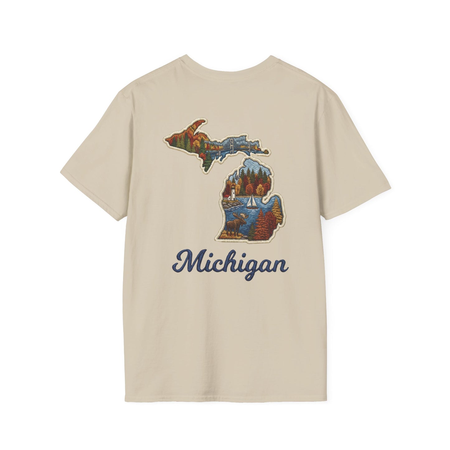 Michigan Scenic Patch Print T-Shirt - Back Print