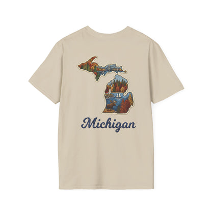 Michigan Scenic Patch Print T-Shirt - Back Print
