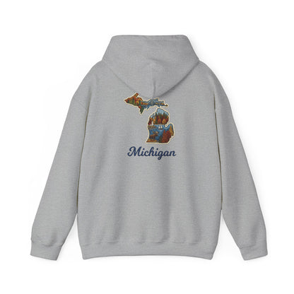 Michigan Scenic Patch Print Hoodie - Back Print