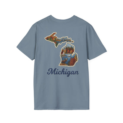 Michigan Scenic Patch Print T-Shirt - Back Print