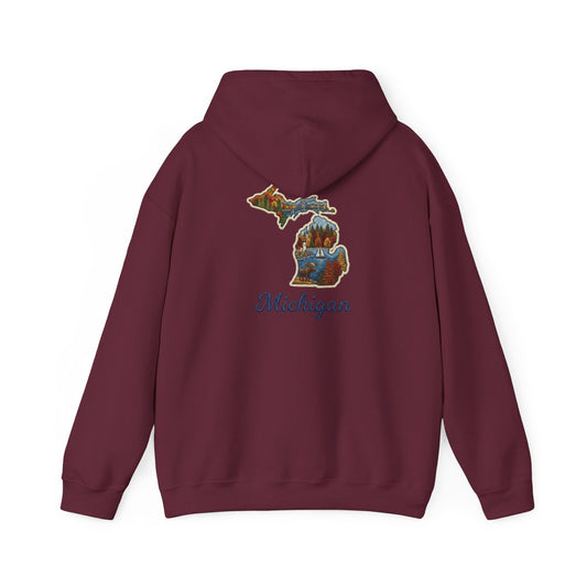Michigan Scenic Patch Print Hoodie - Back Print