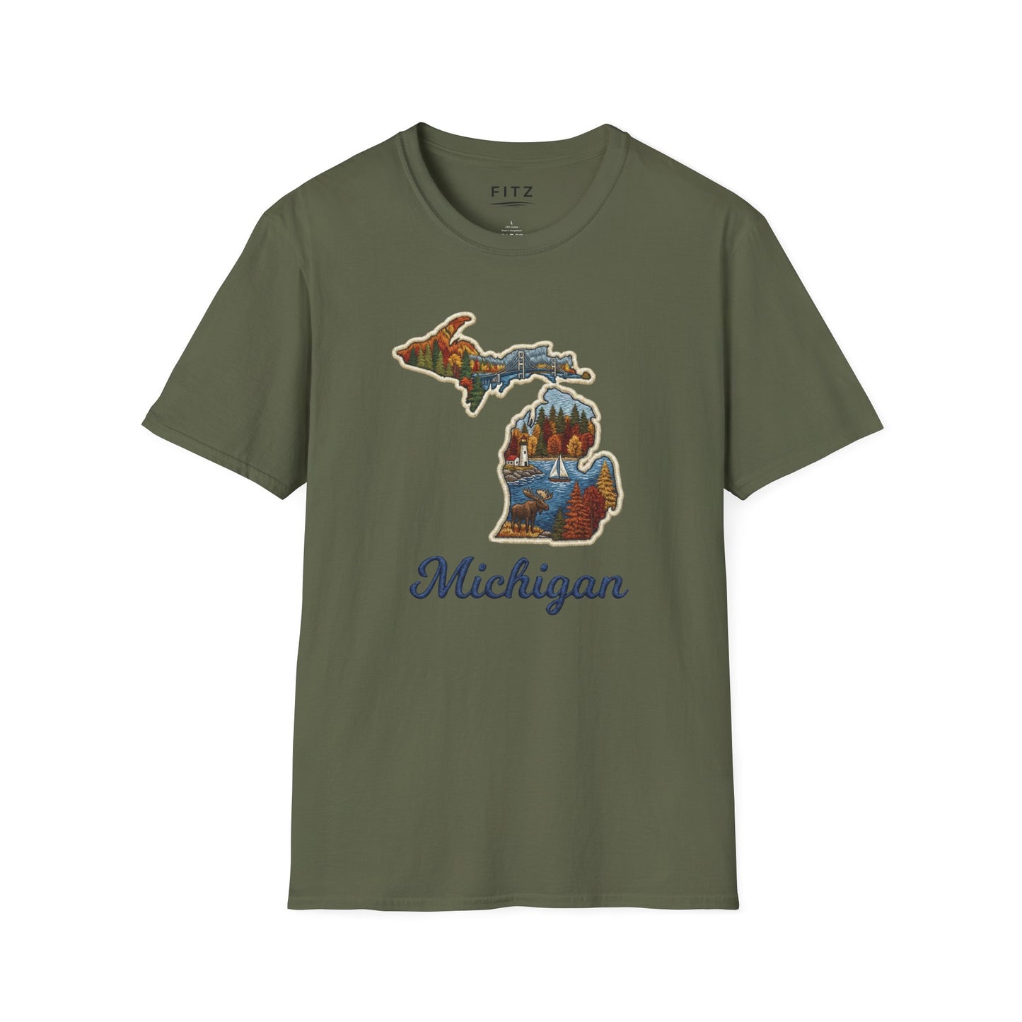 Michigan Scenic Patch Print T-Shirt