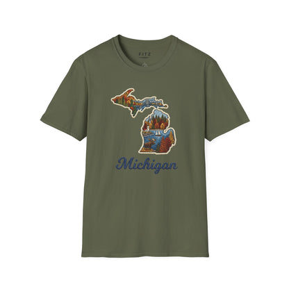 Michigan Scenic Patch Print T-Shirt