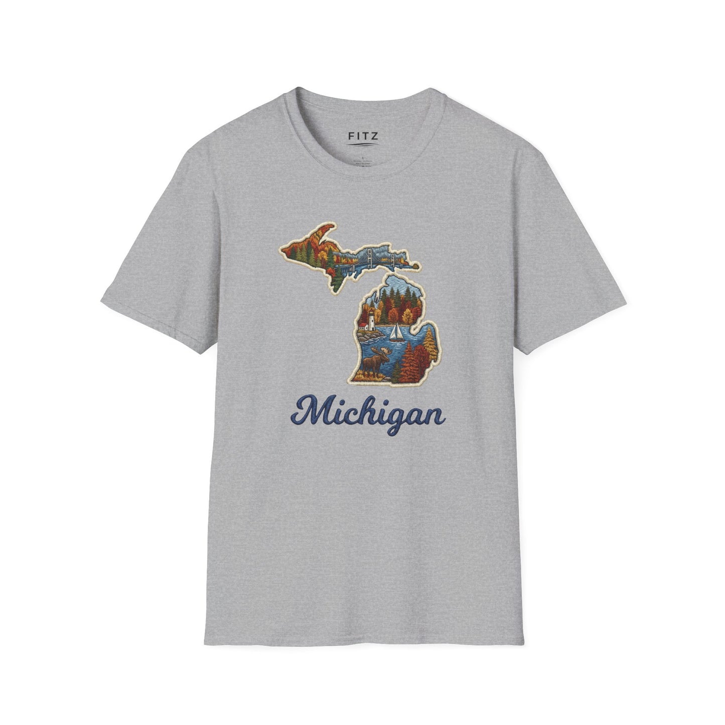 Michigan Scenic Patch Print T-Shirt