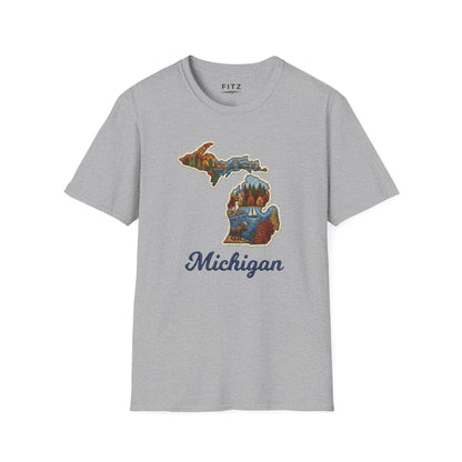 Michigan Scenic Patch Print T-Shirt