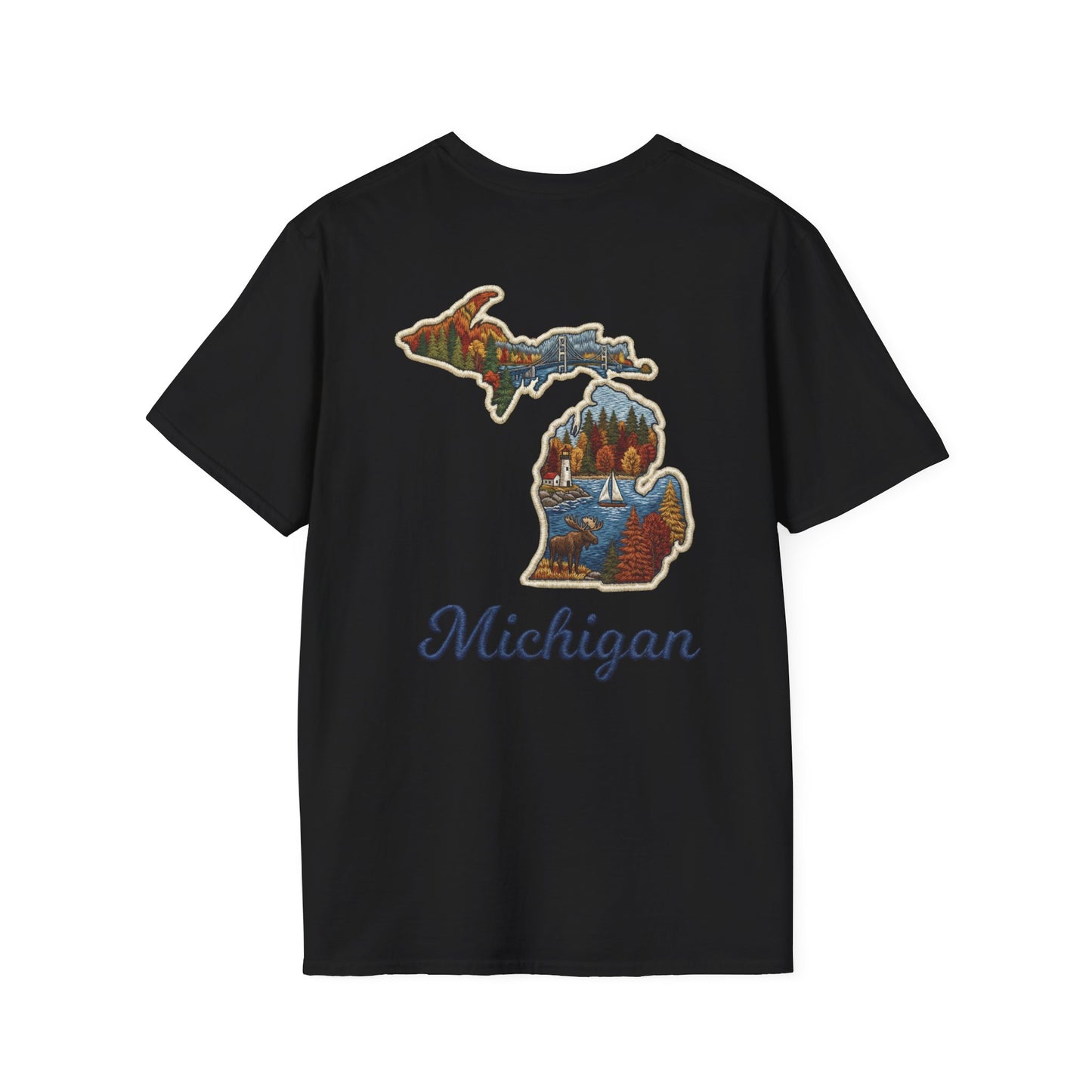 Michigan Scenic Patch Print T-Shirt - Back Print