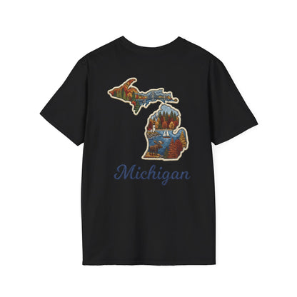 Michigan Scenic Patch Print T-Shirt - Back Print