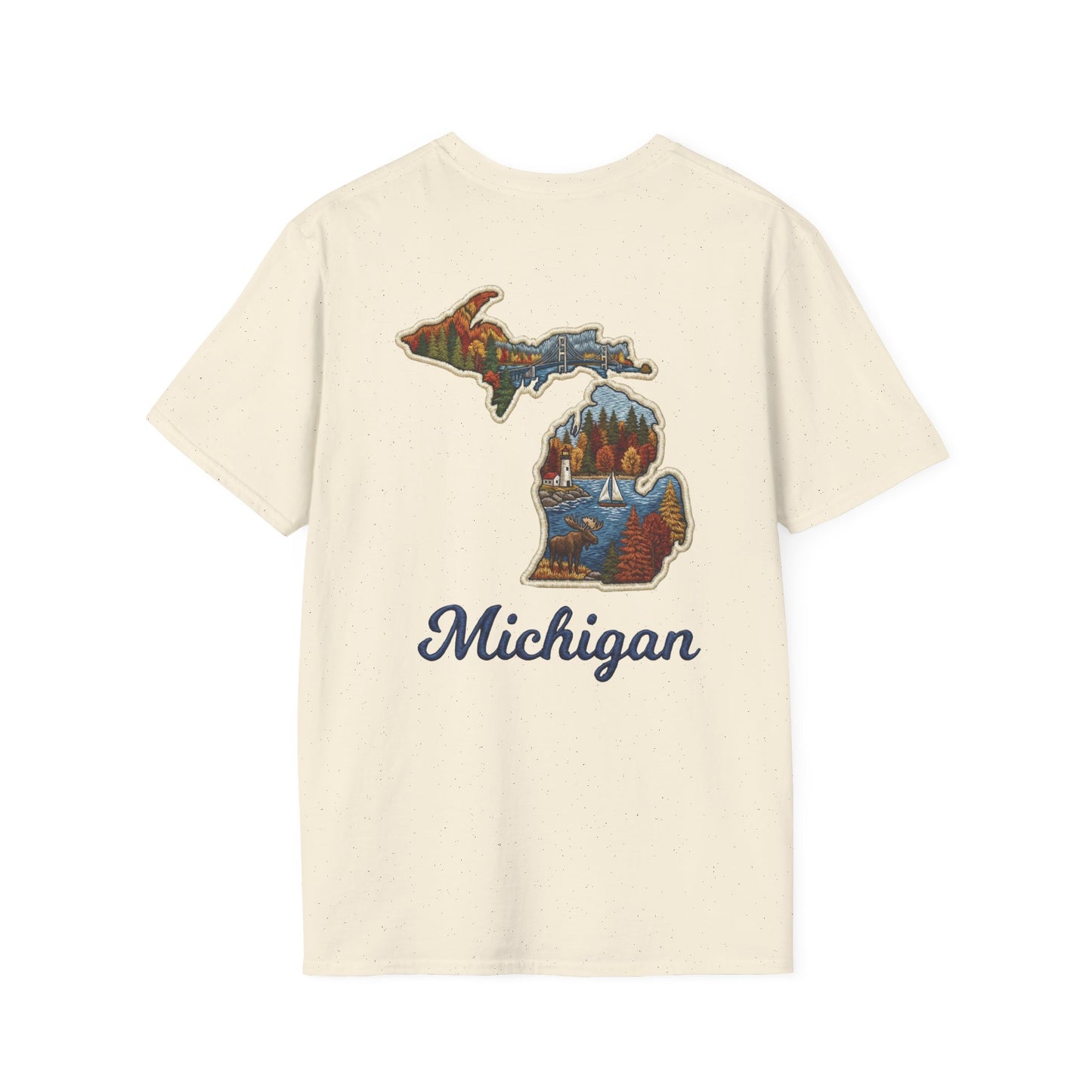 Michigan Scenic Patch Print T-Shirt - Back Print