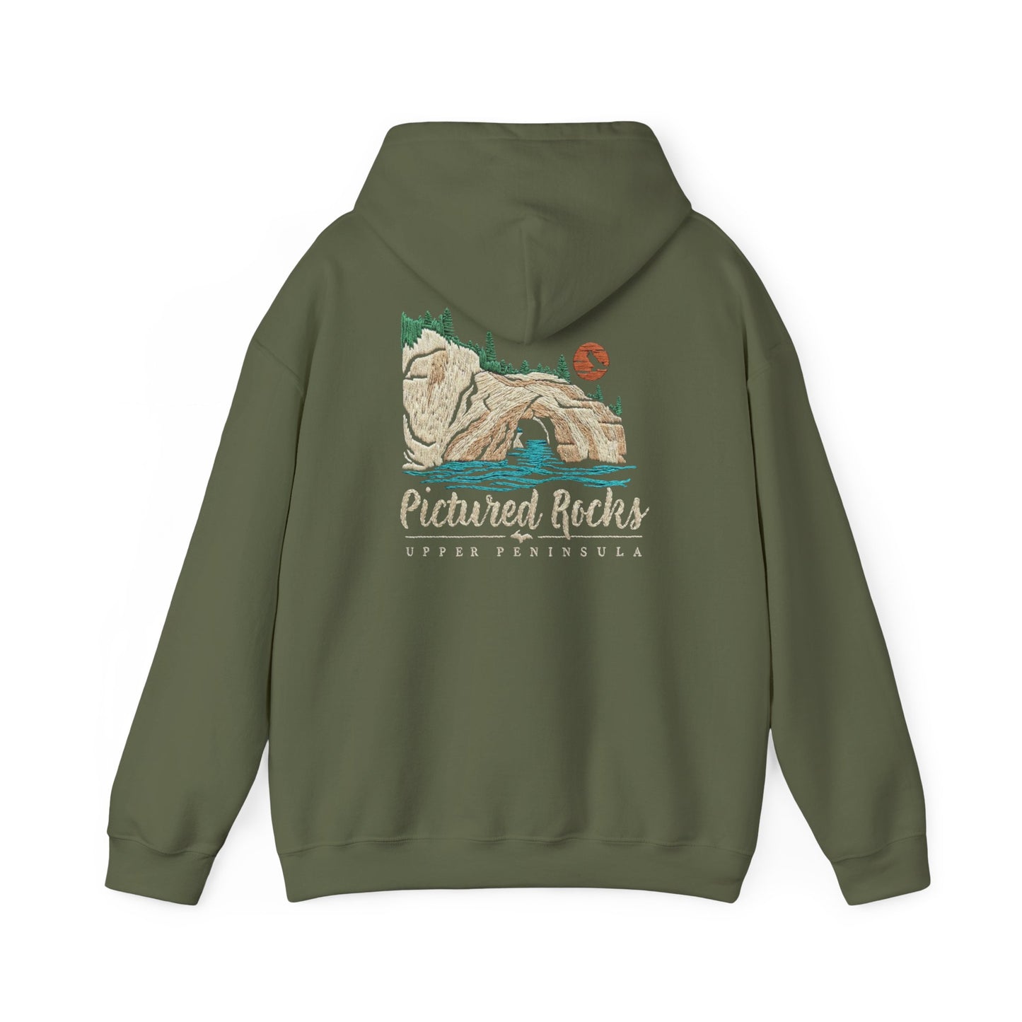 Pictured Rocks Lover's Leap Hoodie - Back Print