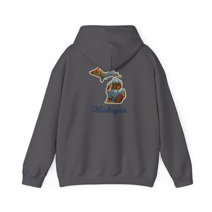 Michigan Scenic Patch Print Hoodie - Back Print
