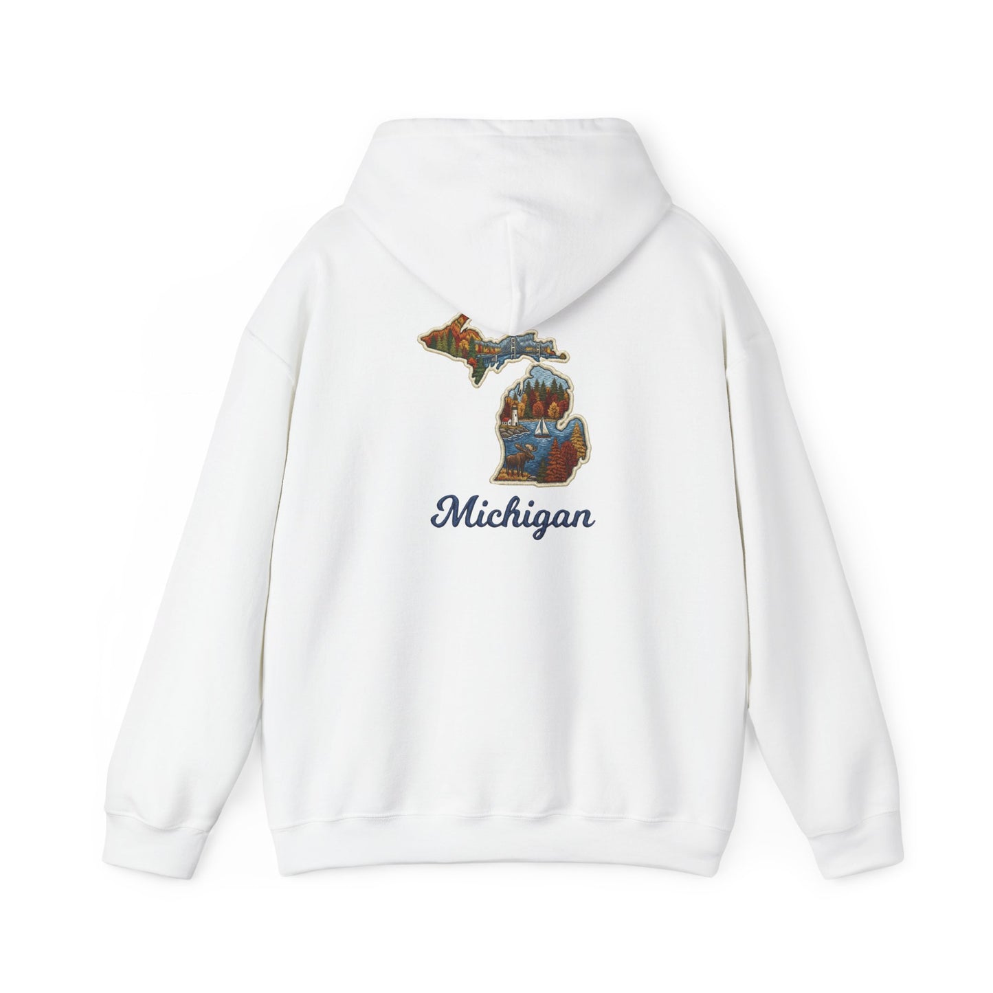 Michigan Scenic Patch Print Hoodie - Back Print