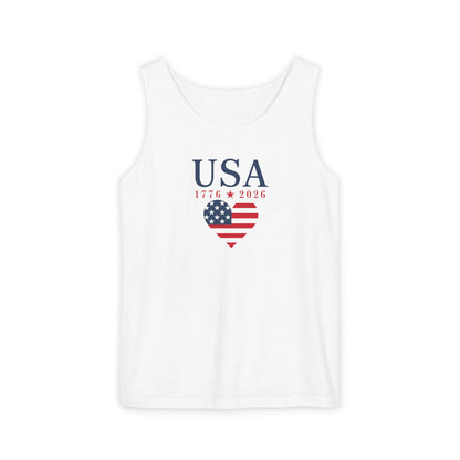 USA Heart Flag Tank Top - Heavyweight Comfort Colors