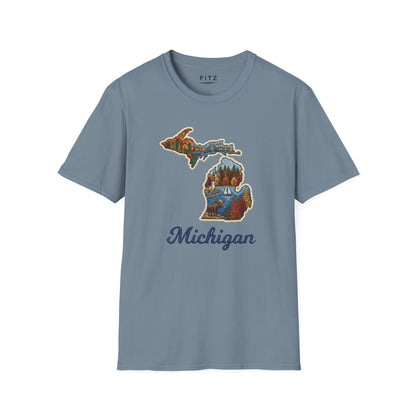 Michigan Scenic Patch Print T-Shirt