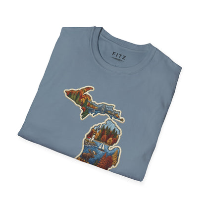 Michigan Scenic Patch Print T-Shirt