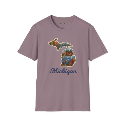 Michigan Scenic Patch Print T-Shirt