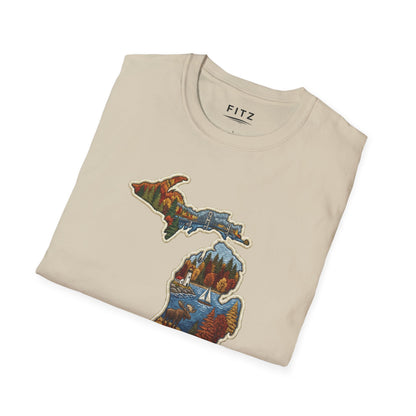Michigan Scenic Patch Print T-Shirt