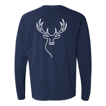 Elk One-Line Long Sleeve T-Shirt Back Print - Comfort Colors