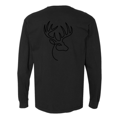 Buck One-Line Long Sleeve T-Shirt Back Print - Comfort Colors