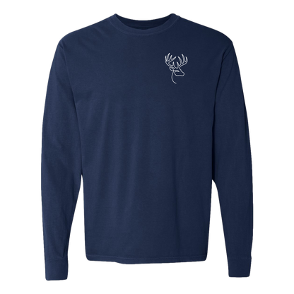 Buck One-Line Long Sleeve T-Shirt Back Print - Comfort Colors