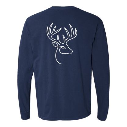 Buck One-Line Long Sleeve T-Shirt Back Print - Comfort Colors